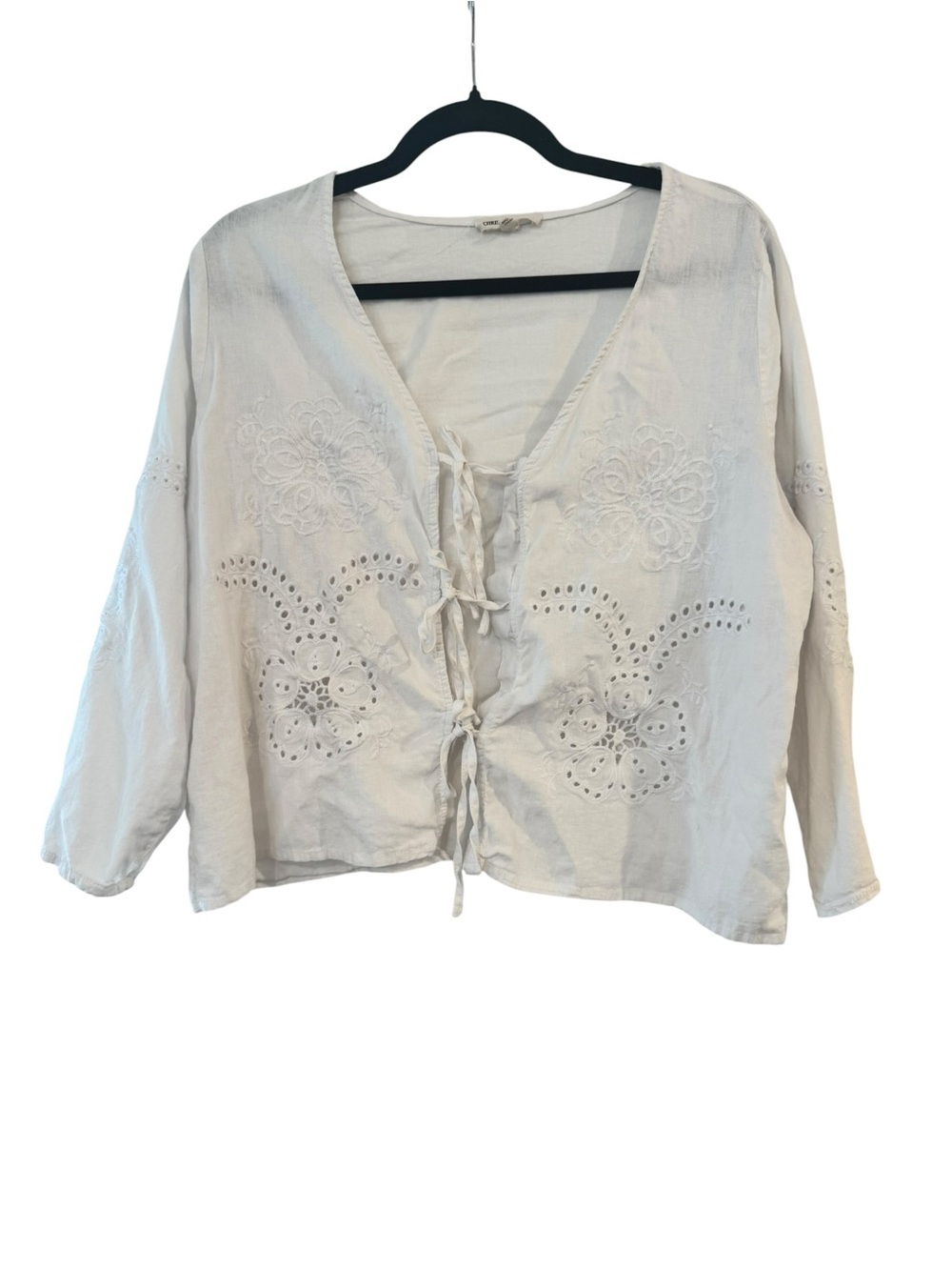 Christian Siriano Eyelet Lace-Up Blouse